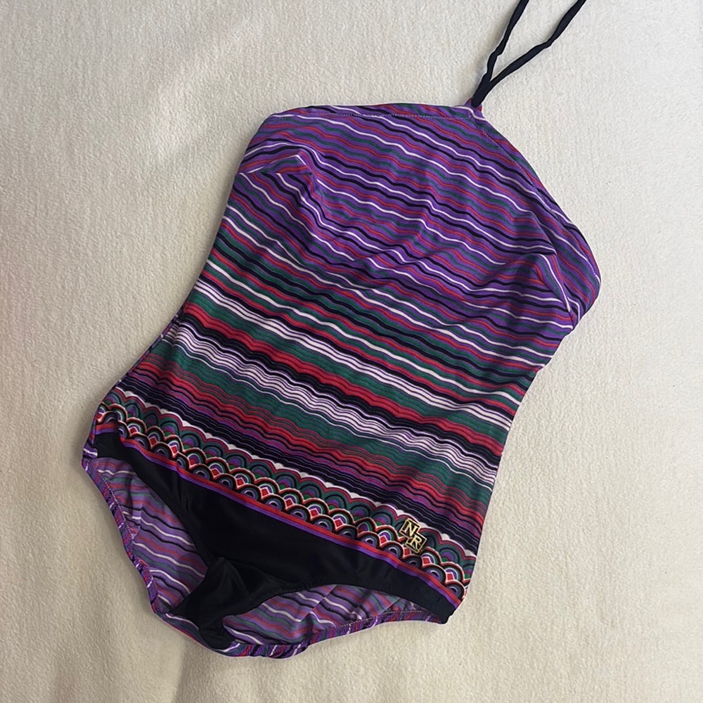 Nina Ricci Purple and Pink One Piece Swimwear with Ethnic Pattern